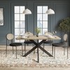 LeisureMod Ravenna 5-Piece Dining Set - 63" Rectangular MDF Top Dining Table in Maple & 4 Velvet Dining Chairs in Black Steel Legs - 2 of 4