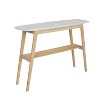 The Bianco Collection Castello 43" Rectangular Italian Carrara White Marble Console Table - 2 of 4