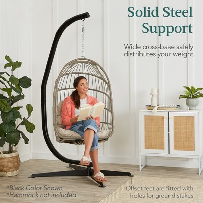 White Weather-Resistant Metal Hanging Hammock Chair Stand