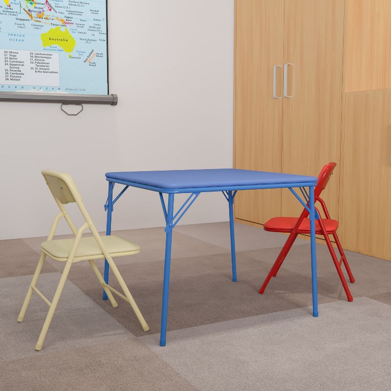Flash Furniture Kids Colorful 3 Piece Folding Table and Chair Set, 2 of 4