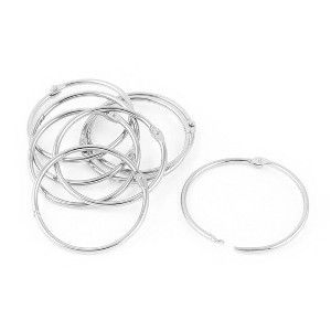 Unique Bargains Metal Book Loose Leaf Binder Hinge Snap Key Rings 2.1" Outside Dia 8 Pcs - 1 of 4