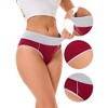 INSPIRE CHIC Women's Stretch Breathable Contrast Color Briefs 5 Pcs - 3 of 4