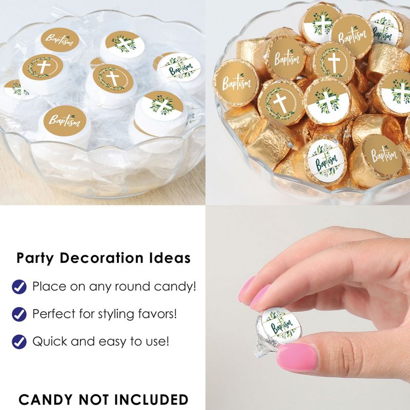 Big Dot of Happiness Baptism Elegant Cross - Religious Party Small Round Candy Stickers - Party Favor Labels - 324 Count, 5 of 8