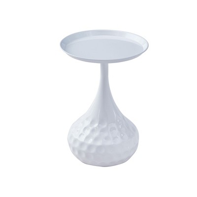 Lirago White Metal Side Table-Compact Sofa Table with Powder-Coated Tray Lightweight Nightstand for Living Room & Office 15.75"W * 15.75"L * 20.08"H