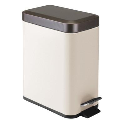 Photo 1 of mDesign Small 1.3 Gal. Rectangle Metal Step Can, Liner/Handle, Vanilla/Bronze