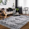 Washable Rug Vintage Distressed Boho Rugs Carpet Indoor Non-Slip Stain Resistant Accent Rug, 4'x6' Black Gray - 3 of 4