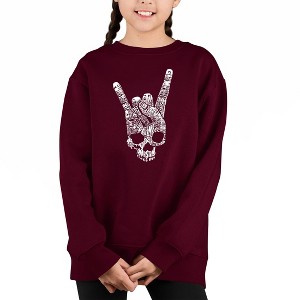 LA Pop Art Heavy Metal Genres - Girl's Word Art Crewneck Sweatshirt - 1 of 3