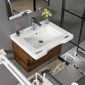 23.6 in. x 19.6 x 6 in. Rectangular ADA Ceramic Wall Mount Small Vessel Sink Wall Hung with Center Faucet Hole in White - 1 of 4