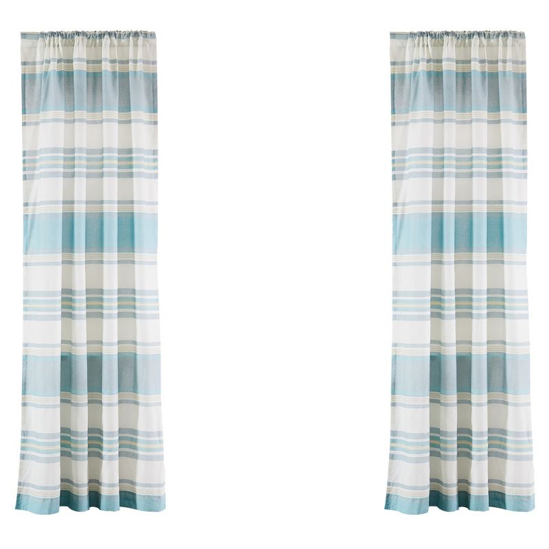 Maui Blue Lined Curtain Panel with Rod Pocket - Levtex Home, 2 of 4