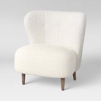 Maxton Modern Faux Sherling Wingback Chair White - Threshold™