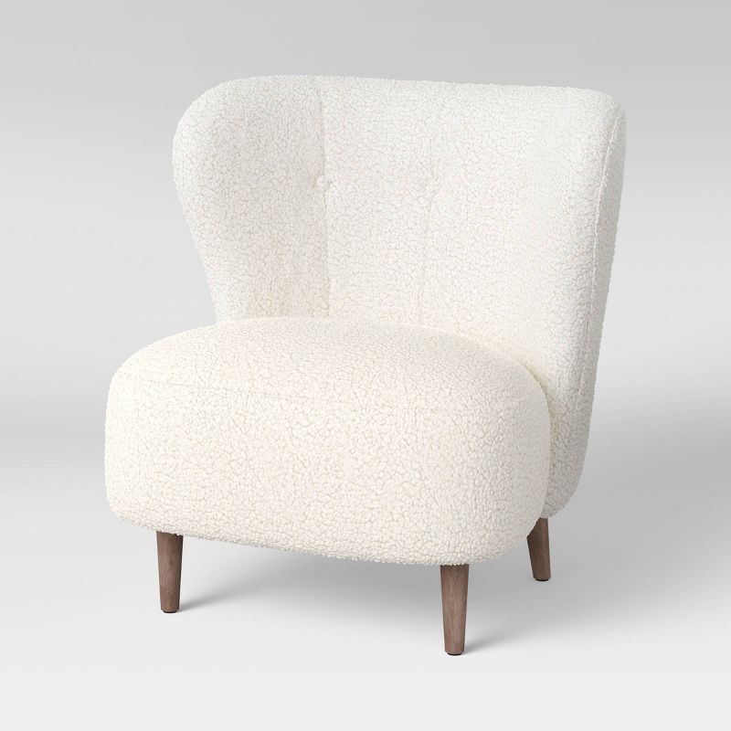Maxton Modern Faux Sherling Wingback Chair White - Threshold&#8482;, 1 of 10