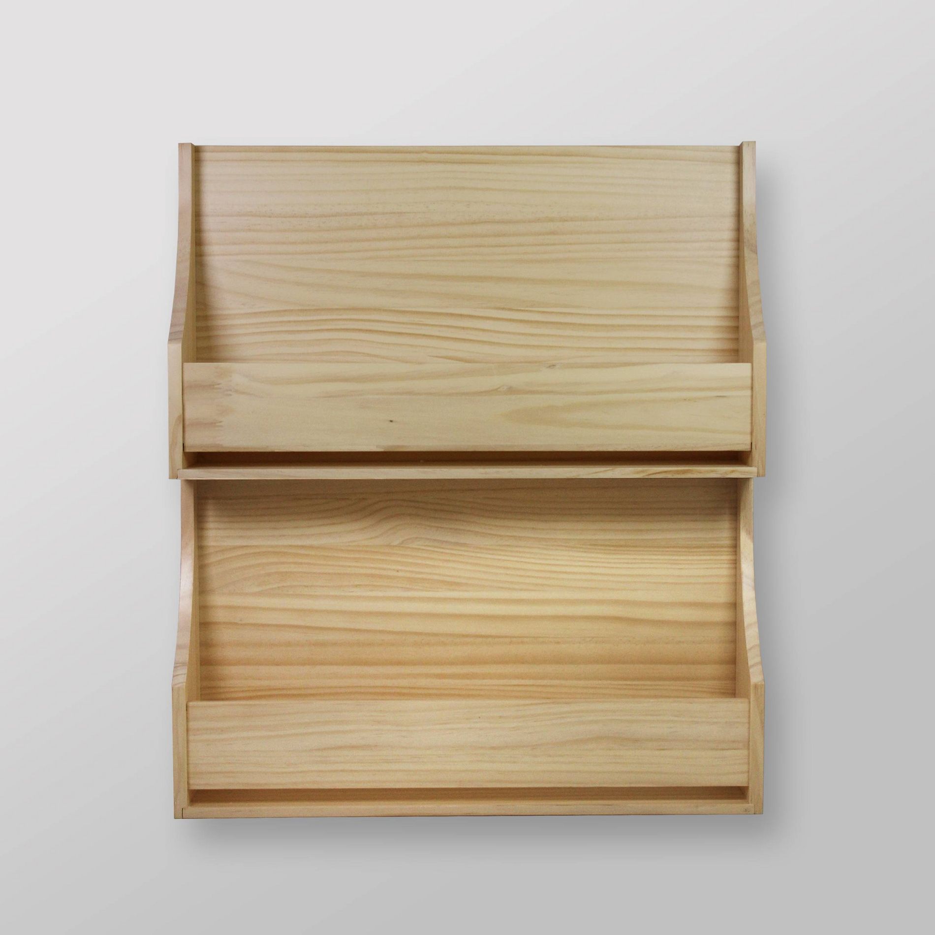 2 Tier Wood Kids' Book Shelf Natural - Pillowfort™: Wall Bookshelf Organizer, Off-White, No Assembly Required