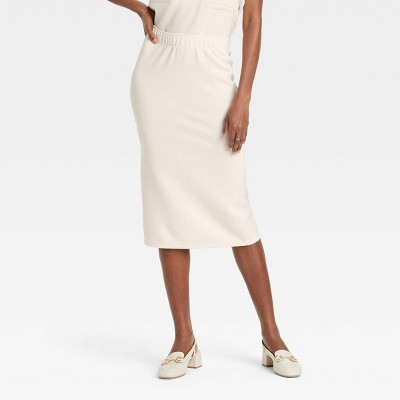 Women's Sandwash Midi Skirt - A New Day™ Cream L