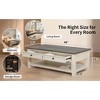 Etelifrank Modern Storage White Oak Drawer Coffee Table - Rustic Farmhouse Living Room Centerpiece - 2 of 4