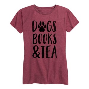 Women's - Instant Message - Dogs Books Tea Short Sleeve Graphic T-Shirt - 1 of 4
