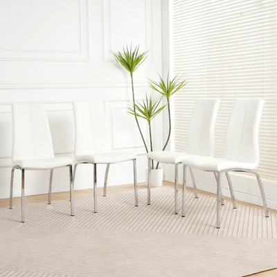 NicBex Modern Upholstered Armless Set of 2 Dining Chairs with Electroplated Metal Legs,Minimalist Office Chairs,Living Room Side Chairs