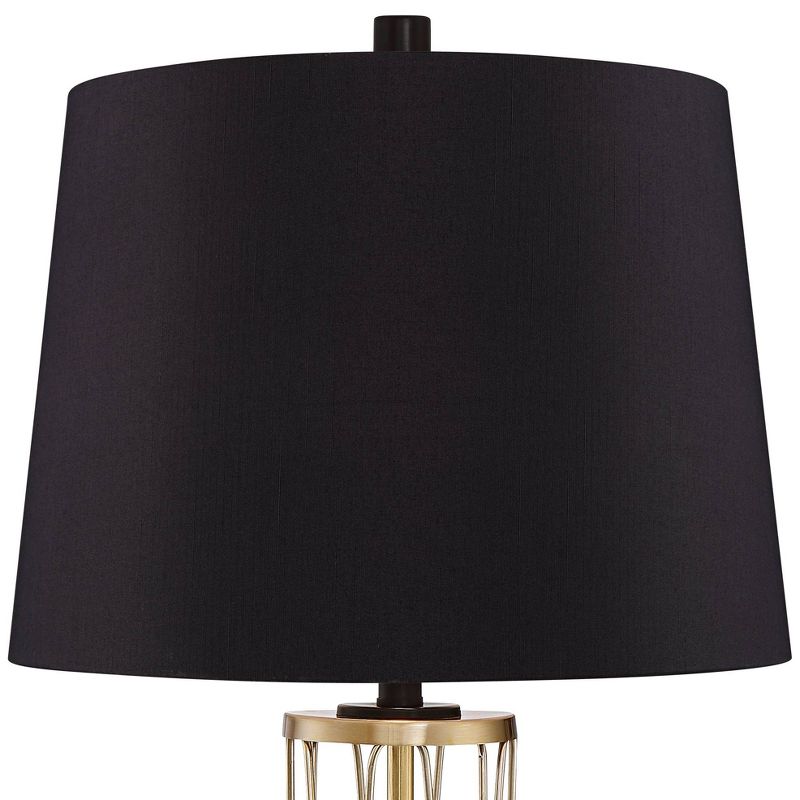 360 Lighting Nathan Modern Table Lamps 25 1/2" High Set of 2 Gold Metal with USB Charging Ports Black Drum Shade for Bedroom Living Room Home Desk, 5 of 9