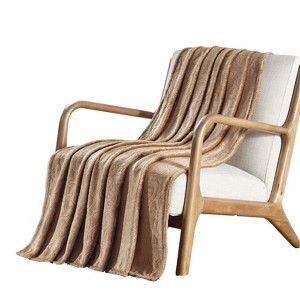 Plazatex Dama Embossed Decorative Super Soft Throw Blanket for Sleep/Decor 2 Pack 50" x 60" Taupe - 1 of 4