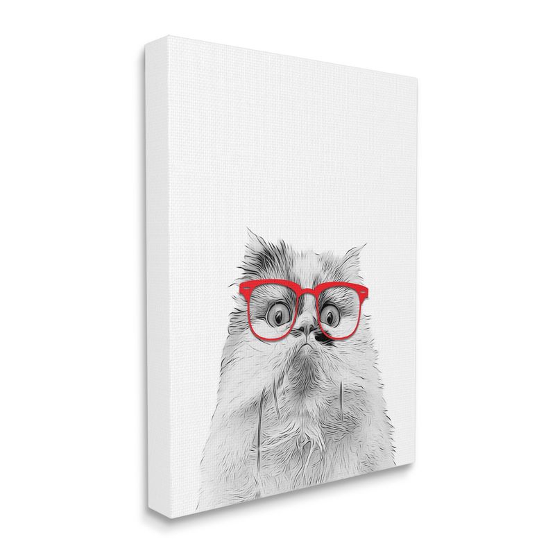 Stupell Industries Funny Face Cat Wearing Glasses Gallery Wrapped Canvas Wall Art, 4 of 5