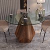 LeisureMod Nebo 47-Inch Modern Round Dining Table with Walnut Base and Glass/ Sintered Stone Top for Kitchen and Home - 3 of 4