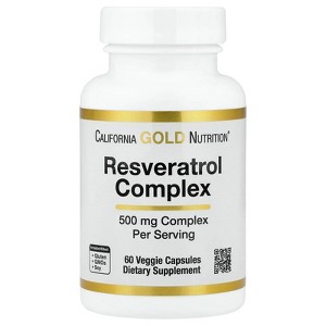 California Gold Nutrition Resveratrol Complex with Grape Seed Extract, Red Wine Extract, and trans-Resveratrol, 60 Veggie Capsules - 1 of 4