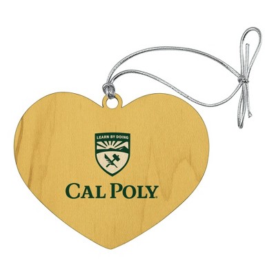 Cal Poly Primary Logo Heart Love Wood Christmas Tree Holiday Ornament