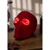 HalloweenCostumes.com One Size Fits Most Light Up Flocked Velvet Skull Decoration | Halloween Table Decor with LED Lights, Red - 4 of 4