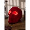 HalloweenCostumes.com One Size Fits Most Light Up Flocked Velvet Skull Decoration | Halloween Table Decor with LED Lights, Red - image 4 of 4