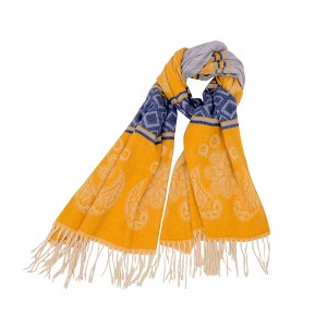 Anna-Kaci Women's Scarf with Jacquard Geometric and Paisley Pattern Fringe Design 78.5×27.5 Inches - 1 of 4