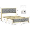 Bed Frame, Velvet Upholstered Platform Bed with Button Tufted Headboard, Heavy Duty Metal Mattress Foundation and Metal Slats - 2 of 4