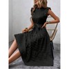 Womens Summer Dress Ruffle Flutter Sleeve Tie Waist Flowy Belted Maxi Dress - 3 of 4