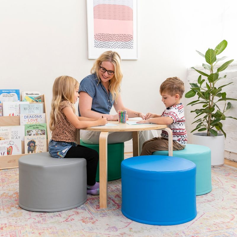 ECR4Kids SoftZone Round Foam Ottoman, Flexible Seating, 12in Seat Height, 4-Piece, 5 of 12