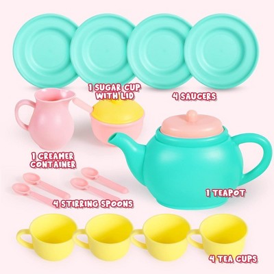 Colorful 18-Piece Plastic Kids Tea Party Set
