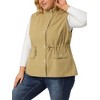 Agnes Orinda Women's Plus Size Utility Cargo Pockets Drawstring Waist Sleeveless Scrub Vests - 2 of 4