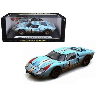 1966 Ford GT-40 MK II #1 Light Blue Miles - Hulme Le Mans (Dirty Version) 1/18 Diecast Model Car by Shelby Collectibles