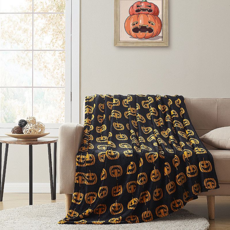 Kate Aurora Halloween Accents Friendly Jack O' Lanterns Oversized Accent Plush Throw Blanket - 50 In. X 70 In., 1 of 6
