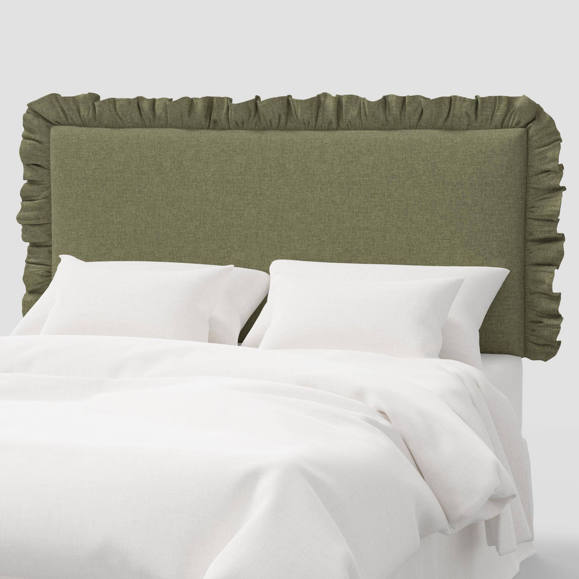 Queen Ruffled Wall Mounted Headboard in Textured Linen Laurel - Threshold™ designed with Studio McGee