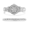 Silver 1/3 Cttw Diamond 7 Stone and Halo Engagement Ring and Wedding Band Set - 2 of 4