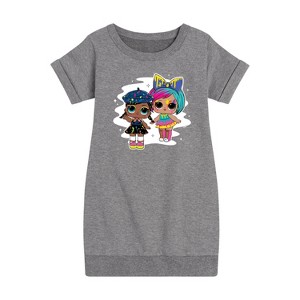 - LOL Surprise! - Drip Drop Painting Girls Graphic Short Sleeve Fleece Dress - 1 of 4