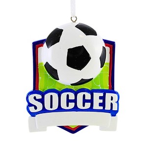 Polarx 3.5 Inch Soccer Shield Christmas Tree Ornament , Christmas Decor Ball Field Soccer (1PC) - 1 of 4