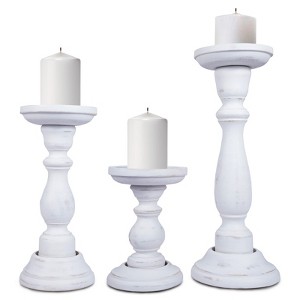 Mela Artisans Tuli Handcrafted Candleholder in Shabby White, Set of 3 - 1 of 4