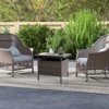 Tangkula Outdoor Wicker Table Rattan Coffee Table w/ Umbrella Insert Hole PE Tabletop & Sturdy Metal Frame - 3 of 4