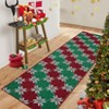 Checkered Festive Christmas Leaf Pattern Rectangular Rug Holiday Decor for Living Room Cozy Seasonal Mat Carpet - 4 of 4