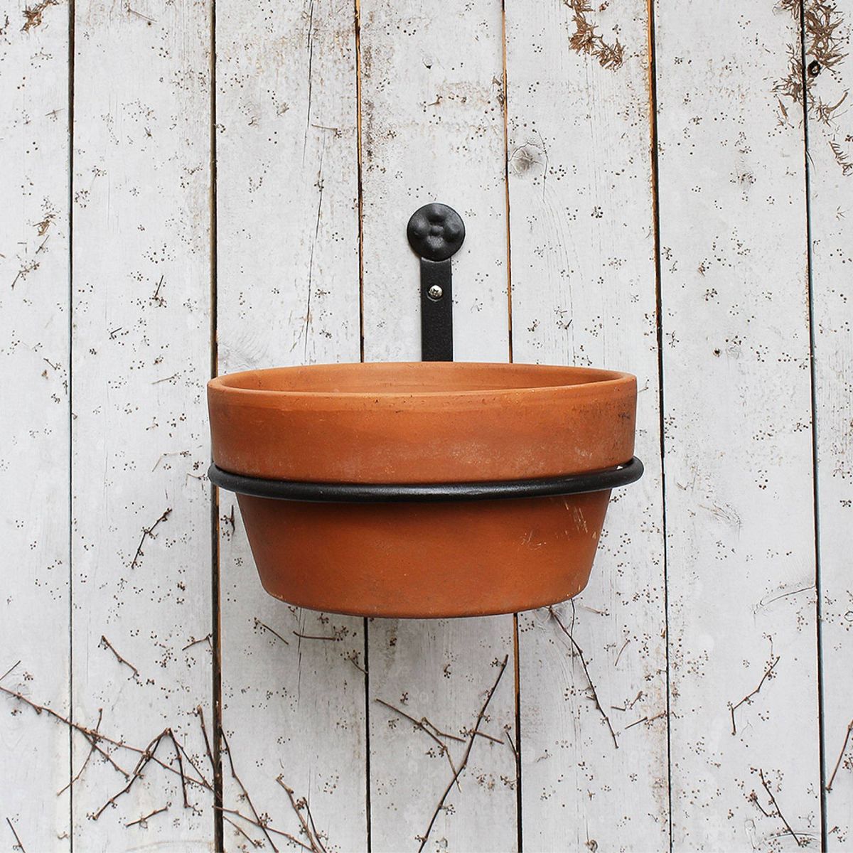 Set of 2 8" Wall Mounted Flower Pot Holder Ring Brackets Black Powder Coat - ACHLA Designs - thumbnail 3