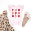The Juniper Shop Strawberry Watercolor Chart Flutter Sleeve Bodysuit - 12M - Ballerina - 3 of 4