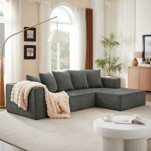 Elegant Chenille Modular L-Shaped Living Room Set - 1 of 3
