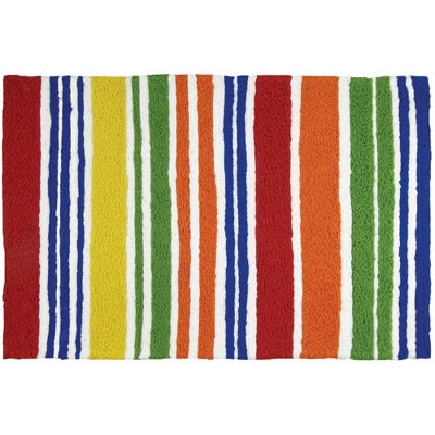Jellybean Juicy Fruit Stripes Doormat – Bright, Colorful, Washable Rug for Indoor & Outdoor Entryways, 20"X30"