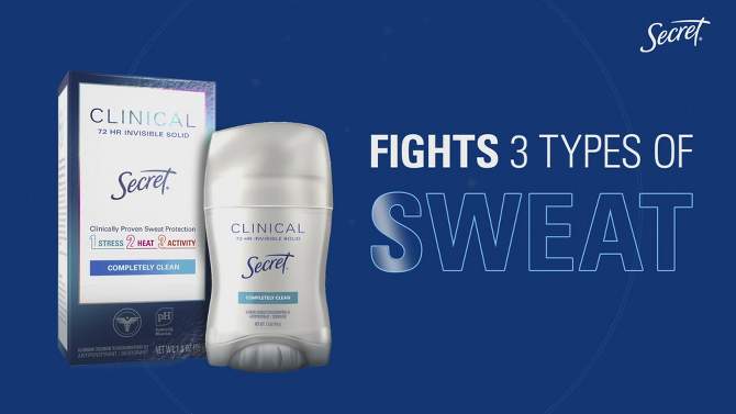 Secret Clinical Strength Completely Clean Invisible Solid Antiperspirant & Deodorant, 2 of 16, play video