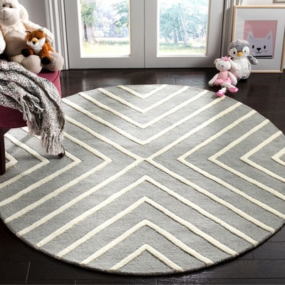 Ivory Whimsy Wool 5' Round Hand-Tufted Kids Area Rug