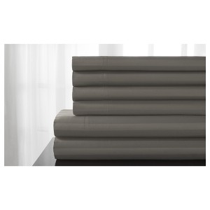 Delray Damask Stripe 600 Thread Count Cotton Sheet Set (Full) Titanium - Elite Home Products, Silver